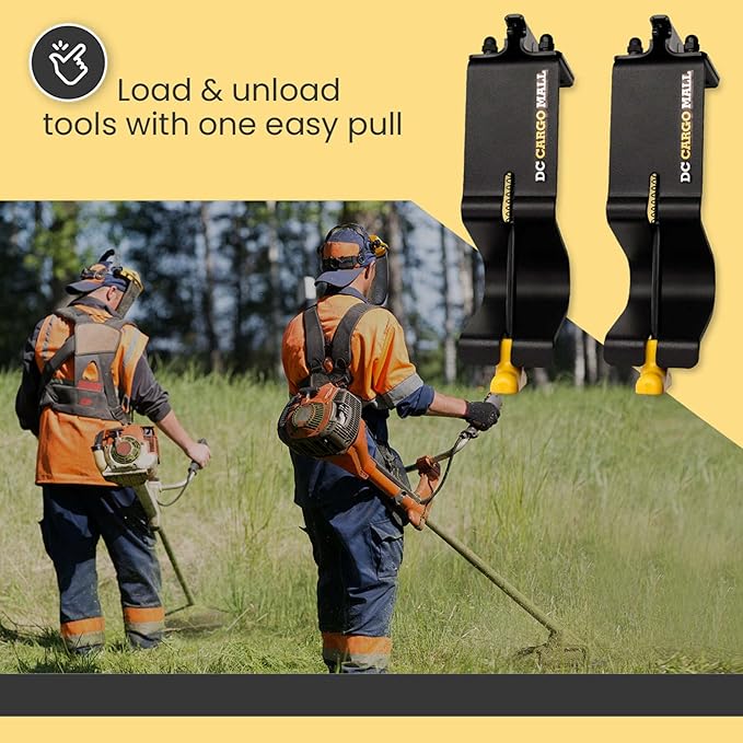 DC Cargo Mall E Track Tool Holder with Locking Handle – (2 Pack) Heavy Duty Weed Eater, Trimmer & Shovel Rack for Enclosed Trailers