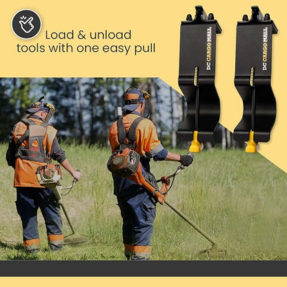 DC Cargo Mall E Track Tool Holder with Locking Handle – (2 Pack) Heavy Duty Weed Eater, Trimmer & Shovel Rack for Enclosed Trailers