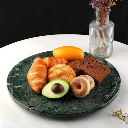 Marble Lazy Susan, 16 in Lazy Susan Turntable Organizer for Cabinet Pantry Kitchen Countertop Fridge Bathroom Makeup Vanity Countertop, Detachable Lazy Susan Organizer, Green