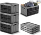 CleverMade Collapsible Storage Bins 62L (3-Pack) – Heavy Duty Collapsible Plastic Storage Bins, Large Stackable Folding Storage Bins for Garage, Car, Grocery & Home Organization - Stone