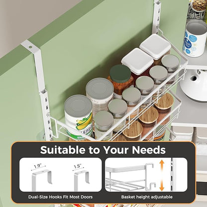 TOPCJ Over the Door Pantry Organizer,8-Tier Adjustable Heavy Duty Metal Hanging Storage Rack,Wall Mount Spice Shelf for Kitchen Bathroom Laundry Organization
