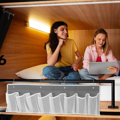COHEALI 8-compartment Hanging Mesh Shoe Organizer for Bedside Storage, Breathable Non-woven Fabric with Hooks, Rv and Camper Closet Hanging Rack for Shoes and Accessories, Gray