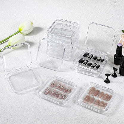 20pcs Press on Nail Storage Box Press on Nails Packaging Fake Nail Storages Case with 90 Pcs Adhesive Double Sided Tape for Fake Nail Storage Nail Display Nail Salon