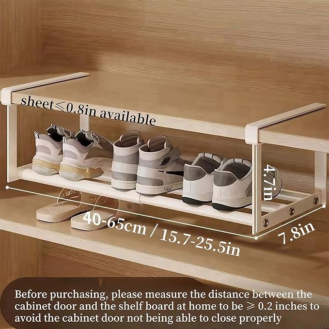 Expandable Shoe Rack, Retractable Shoe Rack, Adjustable Under Cabinet Shoe Organizer for Closet(2white)