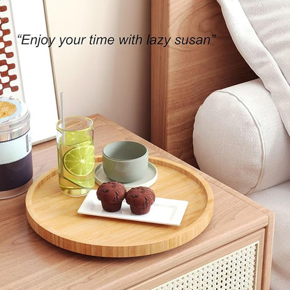 VERTORGAN Lazy Susan Organizer for Kitchen,Bamboo Turntable for Cabinet,Pantry,Vanity,Middle（Natural）