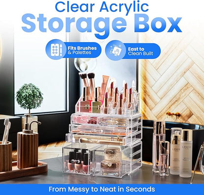 Masirs Clear Cosmetic Storage Organizer, Classy Design, Versatile, Simplifies Your Life