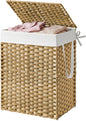 SONGMICS HOME Laundry Hamper with Lid, Clothes Basket with Removable Liner and Handles, 23.8 Gallon, Foldable Narrow Laundry Organizer for Bathroom, Bedroom, Light Brown