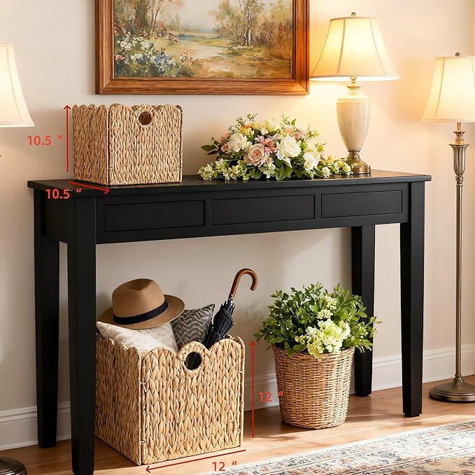 Scalloped Wicker Storage Cubes Basket, 12”x12“ Heavy Duty Paper rope/Hyacinth/Seagrass Baskets for Shelves, Foldable Natural Boho Square Bins (Water Hyacinth&10.5 x 10.5 x 10.5in&4-Pack)
