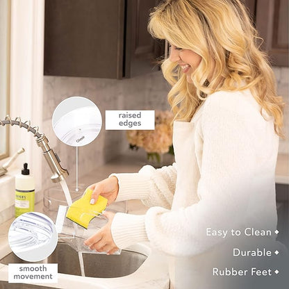 Oizeir Lazy Susan Turntable - Clear Acrylic, Removable Sections, Rotates 360 Degrees. Easily Organize Your Fridge, Cabinet or Counter. Great Carousel Storage for Food, Spices, Cosmetics. (4-Sections)