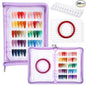 Segbeauty Nail Swatches Polish Display with Zipper, Nail Color Display Book Sample, Nails Polish Organizer A5 Binder with 240 False Tips, Gel Fake Press On Nails Art Salon Supplies Holder Purple