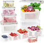 12 Pieces Fruit Storage Containers For Fridge, 6 Pack BPA-Free Fresh Food Containers with Removable Colanders and Airtight Lids, Fresh for Fruit Berry Produce Vegetable, Dishwasher & Microwave Safe