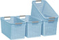 Soddeph Slim Plastic Storage Basket with Handles, Narrow Organizer box for Shelves, Organizer box for Organizing, Kitchen,Home,Office (Blue, Large)