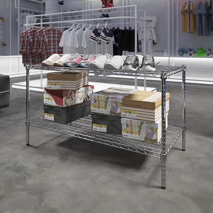 24" Deep x 48" Wide x 27" Height Wire Shelving Kit | 2-Tier | NSF Commercial Storage Rack Unit