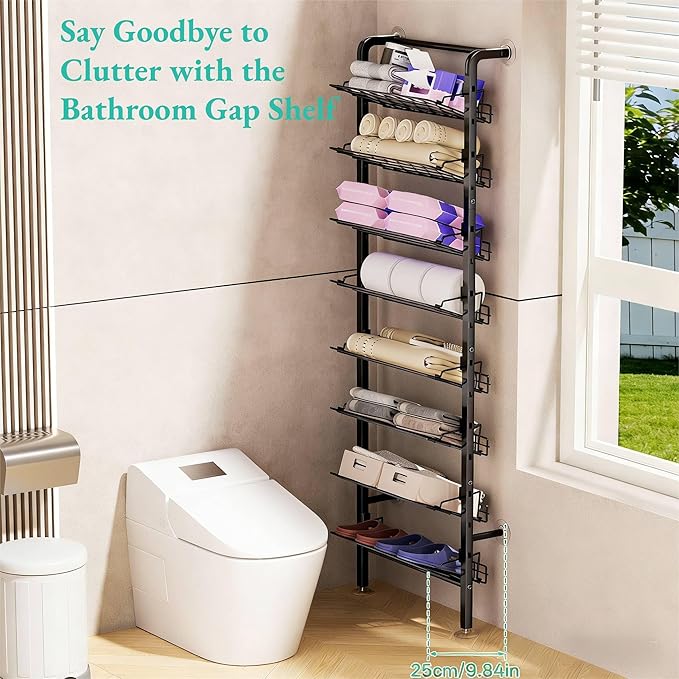 DTUQYX Over the Door Shoe Organizer - 8 Tiers Adjustable Shoe Rack for Door Hanging Heavy Duty Metal Shoe Organizer for Closet for Shoes,Accessories, 67.52'' L x 17.91" W x 9.84" H