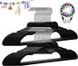 Plastic Hangers 50 Pack, Heart-Shaped Clothes Hanger Ultra Thin Space Saving - Black Slim Hangers with 360 Degree Swivel Hook & Travel Clothesline - Adult Coat Hangers for Dress, Shirts, Coats