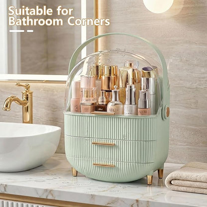 NestOrganix Makeup Organizer Skincare Organizers - Cosmetic Display Cases with Transparent Cover, SkinCare Organizers for Bathroom Countertop, Bedroom Vanity Desk, Lipstick Organizer, Green