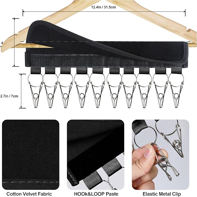 Hat Organizer Holder for Hanger & Room Closet, 4Pack Hat Storage Clips, for Hang Baseball Hats Rack, Ball Caps, Winter Beanie & Accessories, Not Including Hangers & Hats (4PC Black)