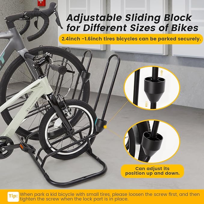 Kingarage Floor Bike Rack for 5 Bikes, Safeguard Disc Brakes & Derailleurs Design, Waterproof Bicycle Stand Indoor/Outdoor/Garage Use, Fits 12"-29" Tires, Upgraded 0.63" Steel Tubes for Stability