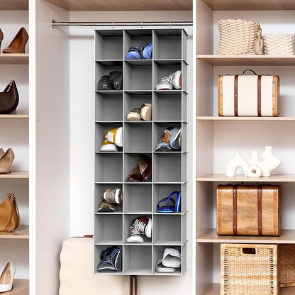 Simple Houseware 24 Section Shelves Hanging Shoes Organizer Holder for Closet, Gray