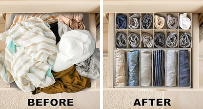 Simple Houseware Closet Underwear Organizer Drawer Divider Assorted 7 Pieces, Beige