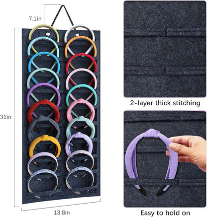 SMUK Hanging Headband Holder Organizer for Girls, Wall-mount Headband Storage Display for Women, Head Band Hair Accessories Organizer On Wall, Door, Wardrobe