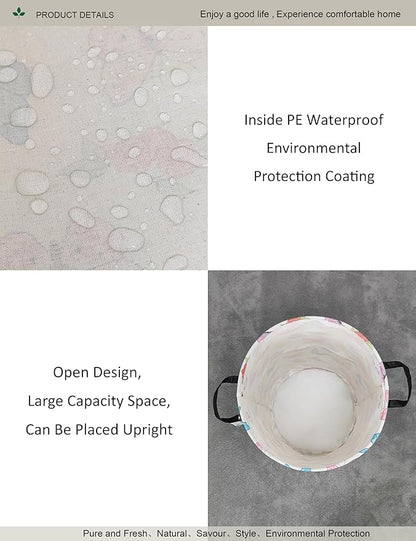 Round Waterproof Laundry Basket,Foldable Storage Basket,Laundry Hampers With Handle,Gift Basket,Suitable for Children's Room and Toy Storage (Butterfly)