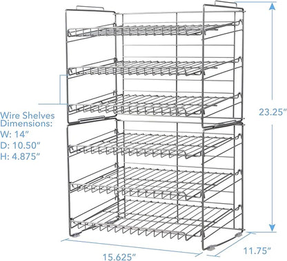 Atlantic Gravity-Fed Compact Double Canrack – Kitchen Organizer, Durable Steel Construction, Stackable or Side-by-Side, PN in Silver