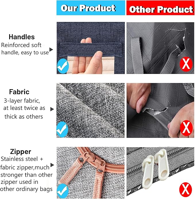 Linen Clothes Storage Bags, Sturdy Closet Organizers and Storage Bin with Hold Shape Metal Frame, 2 Opening Ways Fabric Visible Lidded Storage Box for Organizing Clothing,Bedding (2 Pack, 24L)