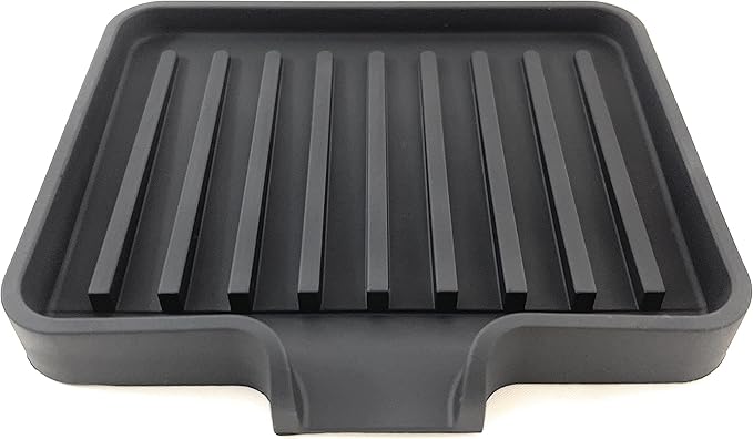 Silicone Soap Dish Tray and Sponge Holder with Drain Chute, Rectangular, Kitchen and Bathroom Sink Organizer (Black, 5.2"x4" (Set of 2), 7.2 Ounces)