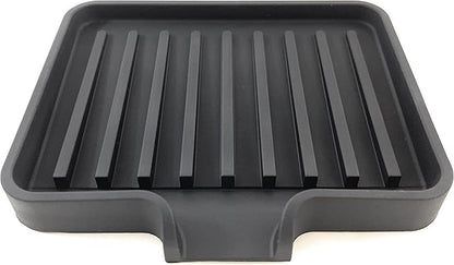 Silicone Soap Dish Tray and Sponge Holder with Drain Chute, Rectangular, Kitchen and Bathroom Sink Organizer (Black, 5.2"x4" (Set of 2), 7.2 Ounces)