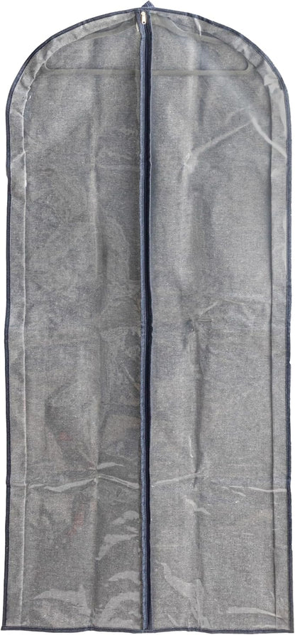Household Essentials Hanging Zippered Garment Storage Bag with Clear Vision Front, Set of 2, Denim