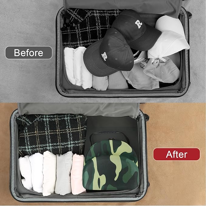 GERMUN Hard baseball hat case, Hat Carrier Travel Case with Adjustable Shoulder Strap, Hat cap case for 3 Baseball Caps - Perfect for Traveling & At-Home Storage (Camo Green)