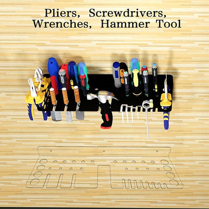 Screwdriver Organizer, Pliers Rack, Hammer Holder, Heavy Duty Wall Mounted Tool Storage Rack, Hand Tools Organizer, Metal Organizer for Garage Workshop, Garage Tool Organizer Wall Mount，15.75 Inch