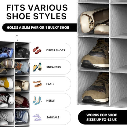 Simple Houseware 20 Section Shelves Hanging Shoes Organizer Holder for Closet, Gray