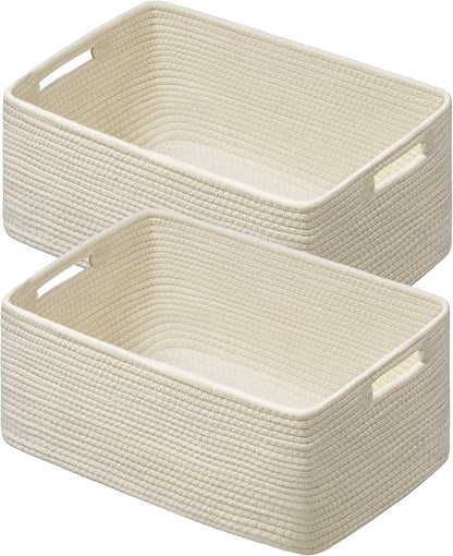 UBBCARE 2 Pack Storage Baskets for Shelves, Large Woven Storage Baskets, Dog Toy Bins, Baskets for Organizing Clothes, Towels, Books, Blanket, 17"L x 13"W x 7.5"H, Beige