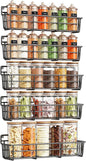 Mystozer 5 Pack Spice Rack Seasoning Organizer Wall Mount, Screw or Adhesive Hanging Shelf Basket Spice Organizer Shelf for Kitchen, Black