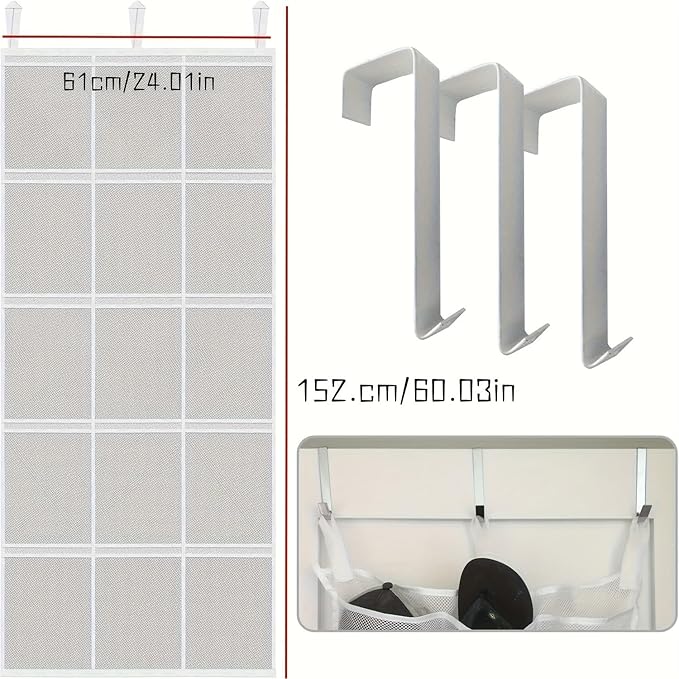 Large Mesh Over-the-Door Organizer – 15-Pocket Hanging Storage for Cruise, Home, Closet, or Bathroom (24"x60")