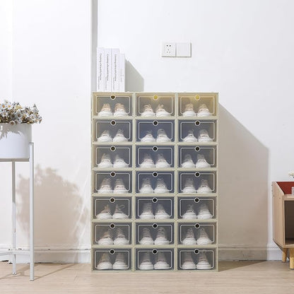 Sturdy Shoe Storage Box,Shoe Containers,24 Pack Shoe Boxes,Shoe Storage Box,Stackable Shoe Boxes,Shoe Storage Organizer,Toy Storage Organizer Bins for Entryway, Closet,Under Bed,Homes,Cloakrooms