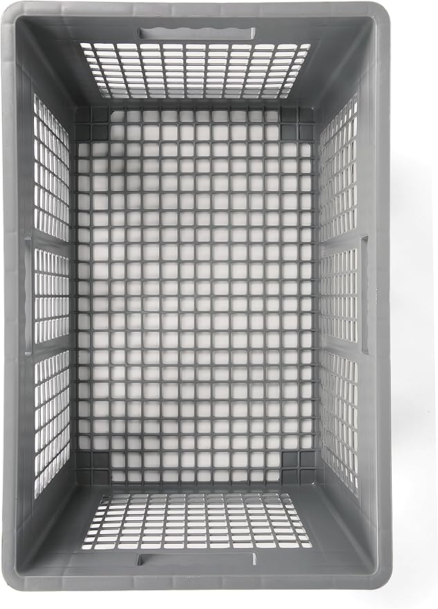 Hudson Exchange 24 x 16 x 16" (2 Pack) Mesh Straight Wall Handled Storage Container Tote, Gray