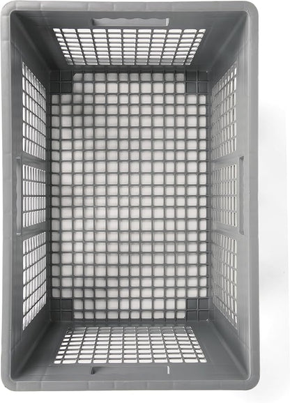 Hudson Exchange 24 x 16 x 16" Mesh Straight Wall Handled Storage Container Tote, Gray