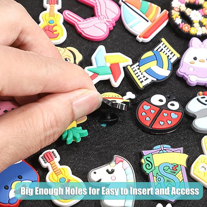 JUXYES Shoe Charms Organizer Wall Hanging Collection Holder with 216 Holes, Portable Decorative Croc Charms Display Hanging Decoration Storage Organizer