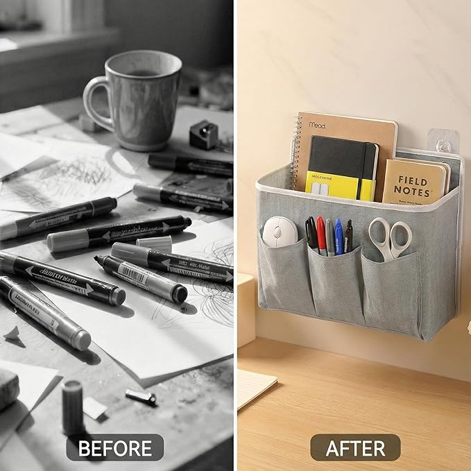 2-Pack Wall Hanging Storage Bag, Over the Door Organizer with Large Mesh Pockets, Hanging Wall Basket Storage for Pantry, Bedroom, Bathroom, Heavy Duty Wall Mounted Storage for Dorm,Closet (Grey)