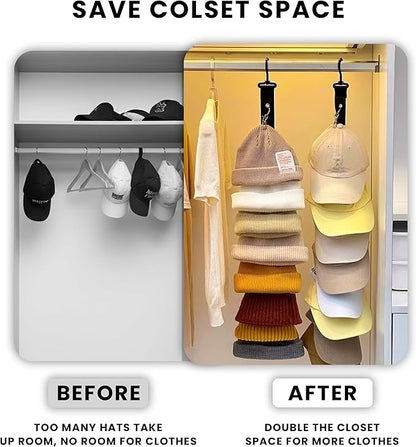 2 Pack-Over the Door Hat Organizer | Oxford Cloth Back of Door Hat Organizer for Baseball Caps & Cap Holder Organizers for Door Holds 16 Caps | Hats Accessories for Baseball Cap Storage
