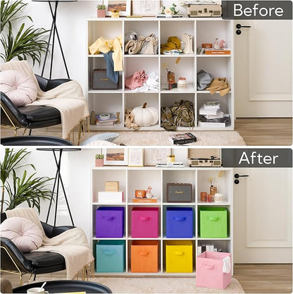 GRANNY SAYS 11 Inch Cube Storage Bins, Colorful Cube Storage Organizer, Fabric Storage Bins, Storage Cubes for Shelves, Closet, Toy Storage Bins for Kids Room, Play Room, Rainbow, 8-Pack