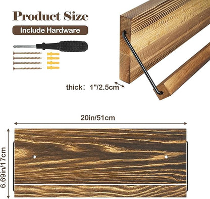 Nisorpa 20 Inches Wall Mounted Shoe Rack, Rustic Burnt Wood Wall Shoe Rack Mounted Slim, and Small Space Saving Shoe Storage Solution for Shoes in Narrow Spaces, Entryways, or Hallways, 2 Pack