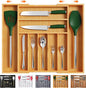 Bellsal Large Premium Bamboo Silverware Organizer - Expandable Utensil Drawer Organizer - 17"x19.6" Utensil Holder and Cutlery Tray with Grooved for Kitchen Flatware and Utensils Mother's Day Gift