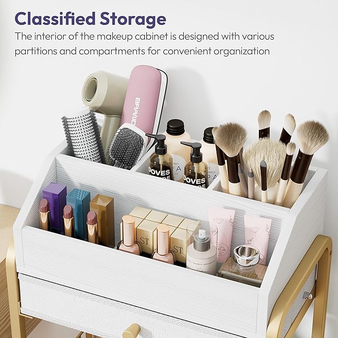 SWTYMIKI Rolling Makeup Organizer Cart - Floor Skincare Storage with Non-woven Drawers, Vanity Organizer Cosmetic Display Cases with Wheels, Cabinet for Skin Care Perfume Nail Polish Brush Hair Tool