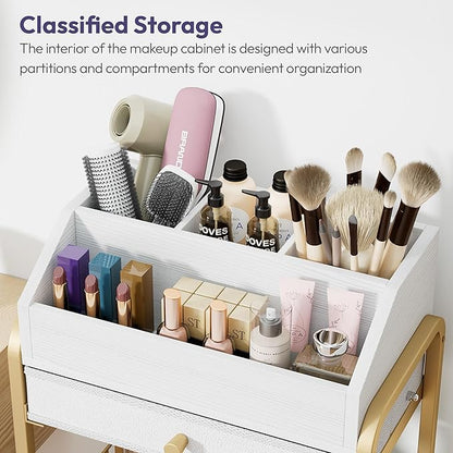 SWTYMIKI Rolling Makeup Organizer Cart - Floor Skincare Storage with Non-woven Drawers, Vanity Organizer Cosmetic Display Cases with Wheels, Cabinet for Skin Care Perfume Nail Polish Brush Hair Tool