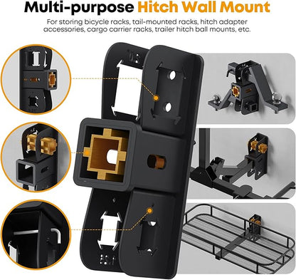 Hitch Wall Mount Receiver, 1.25"｜2" Wall Mount Hitch Storage, 400LB Bike Rack Hitch Garage Wall Mount Holder,Wall Mounted Trailer Hitch Receiver Rack Stash for Bicycle Ski Cargo Rack Storage Organizer