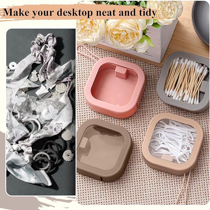 Kathfly 4 Pcs Multicolor Hair Tie Organizer Portable Hair Accessory Storage Containers Stackable Tie Bobby Pin Holder Home Cotton Swab Dispenser Accessories Jewelry Organizer Box
